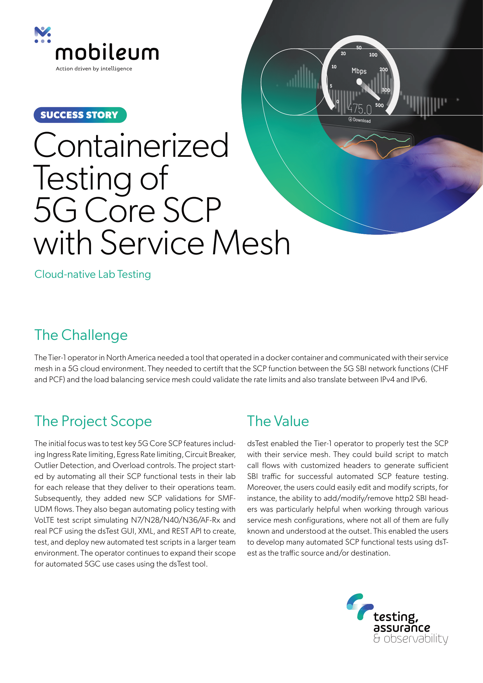 Mobileum Case Study Containerized Testing of 5G Core SCP With Service Mesh